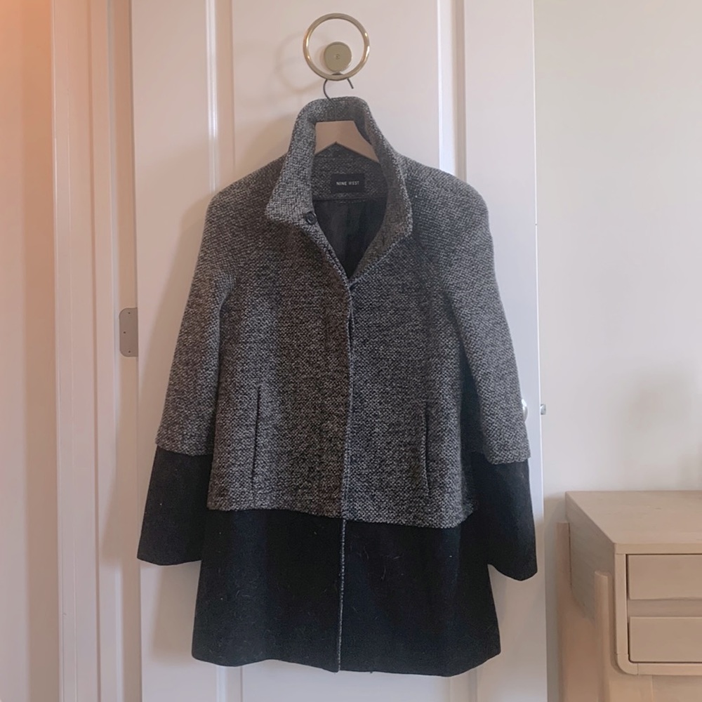 Nine West Tweed Single-Breasted Wool-Blend Coat